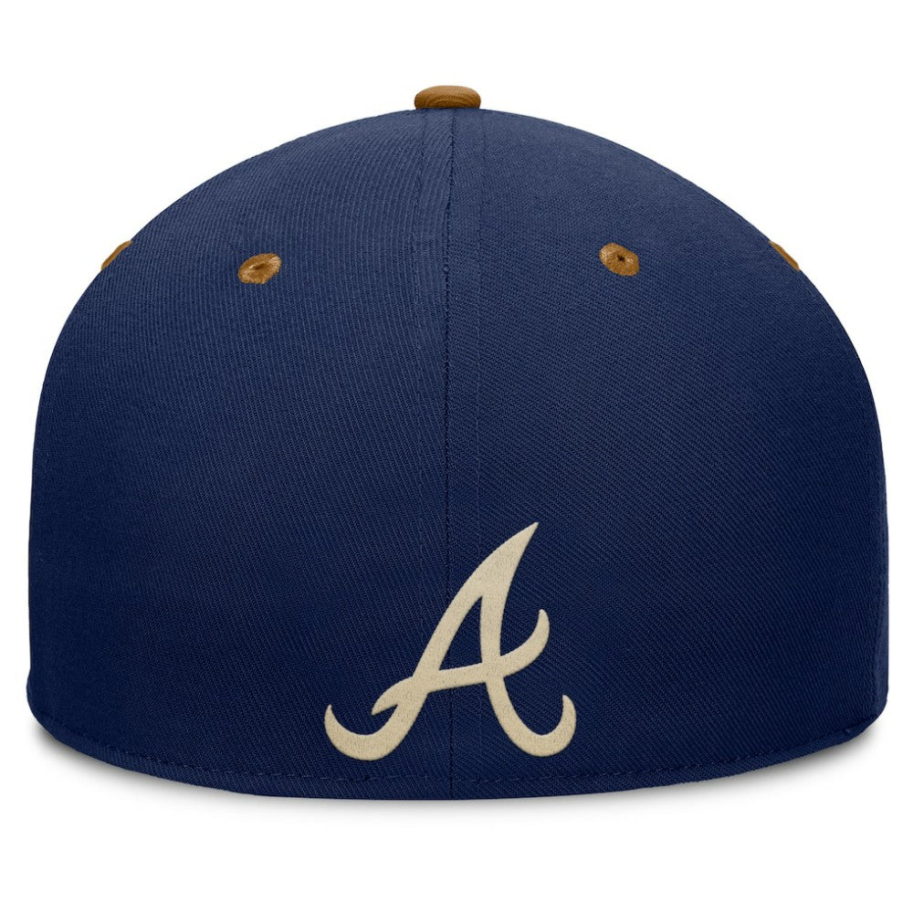 Atlanta Braves Fanatics Splinter Fitted Hat - Navy/Tan Hats