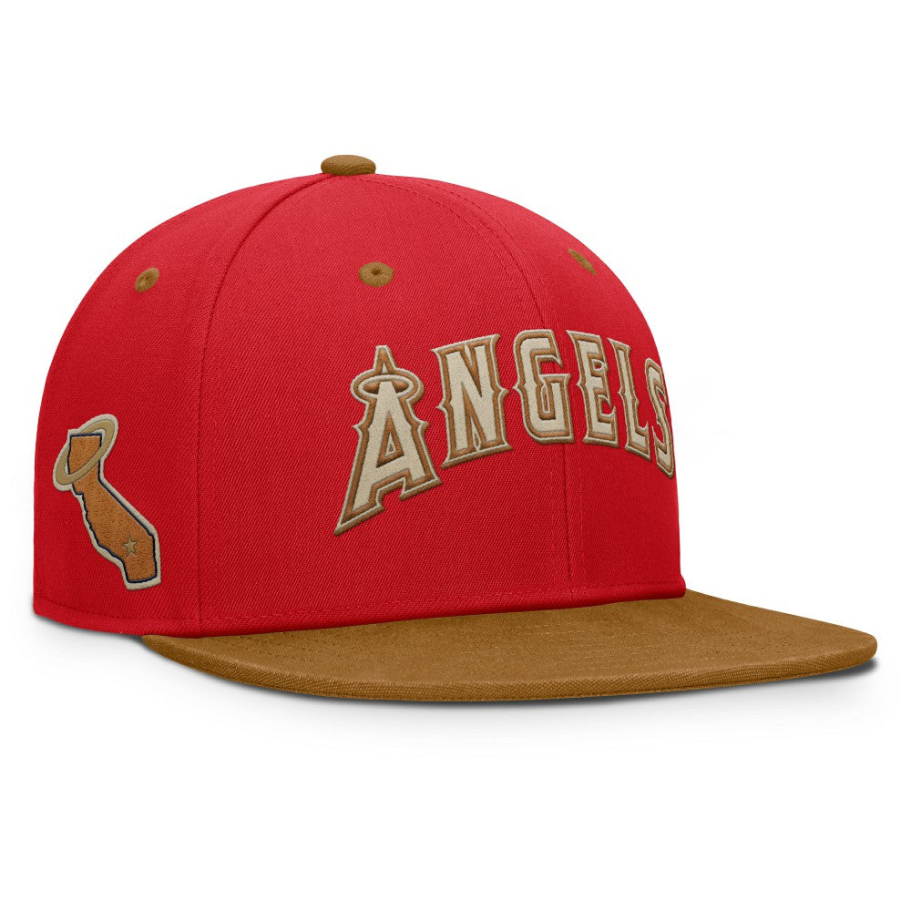 Los Angeles Angels Fanatics Splinter Fitted Hat - Red/Tan Hats