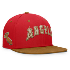 Los Angeles Angels Fanatics Splinter Fitted Hat - Red/Tan Hats
