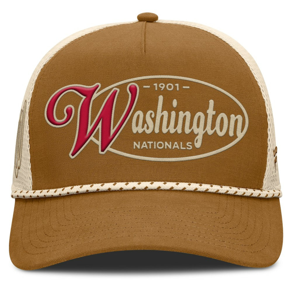 Washington Nationals Fanatics A-Frame Trucker Adjustable Hat - Brown Hats