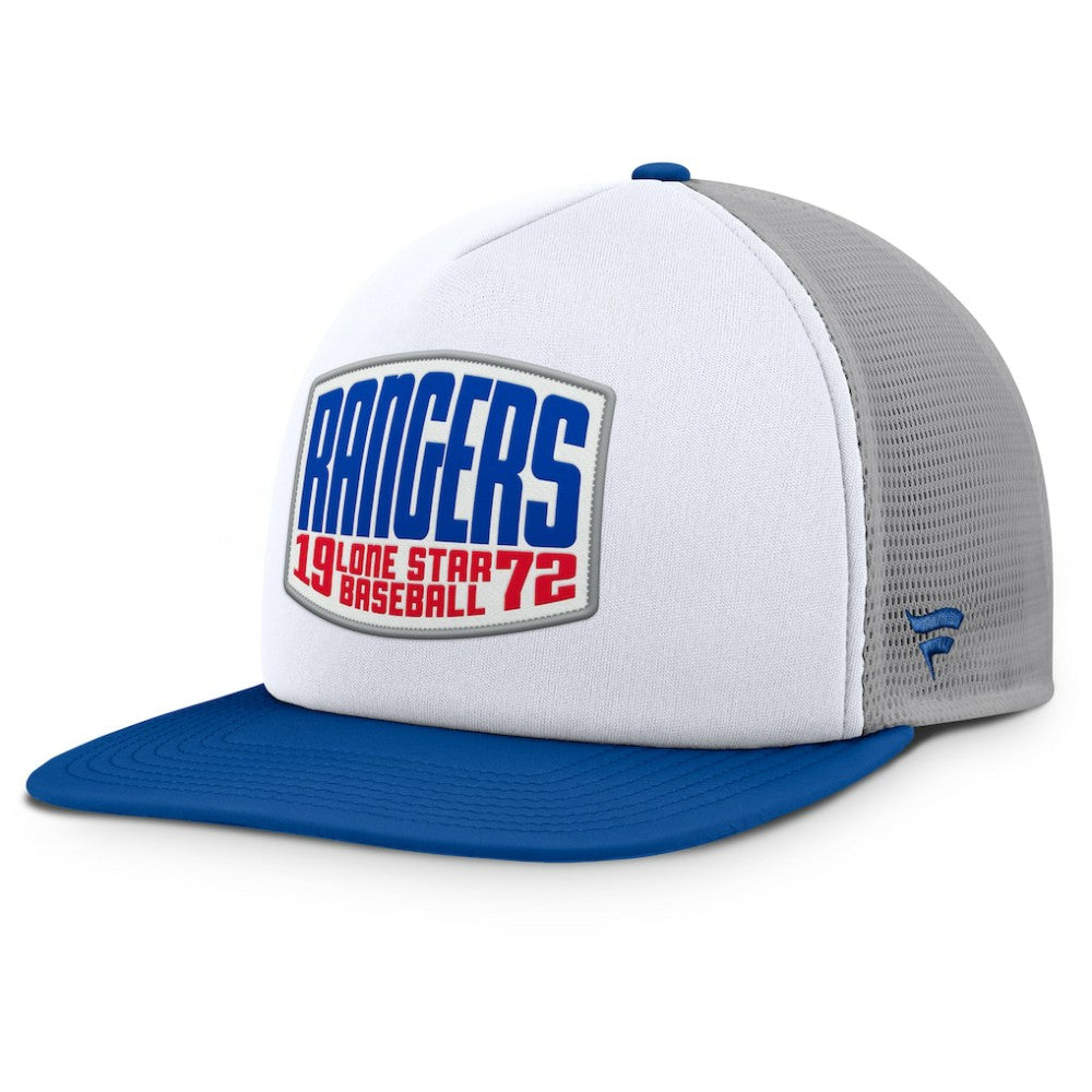 Texas Rangers Fanatics Cranked Foam Front Patch Trucker Adjustable Hat - Gray/White Hats