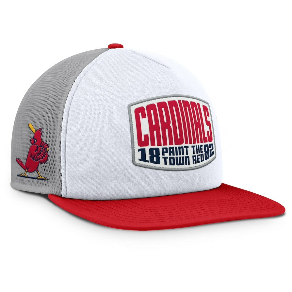 St. Louis Cardinals Fanatics Cranked Foam Front Patch Trucker Adjustable Hat - Gray/White Hats