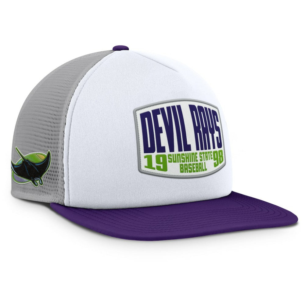 Tampa Bay Rays Fanatics Cranked Foam Front Patch Trucker Adjustable Hat - Gray/White Hats