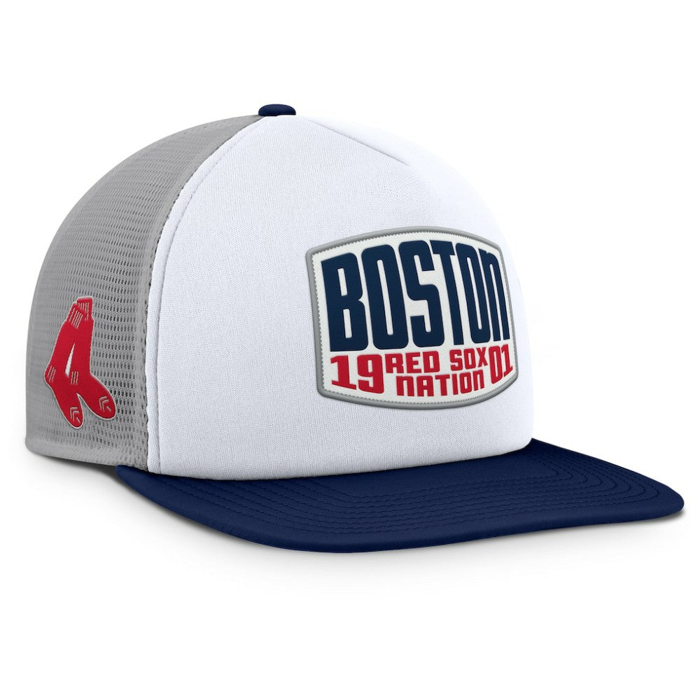 Boston Red Sox Fanatics Cranked Foam Front Patch Trucker Adjustable Hat - Gray/White Hats