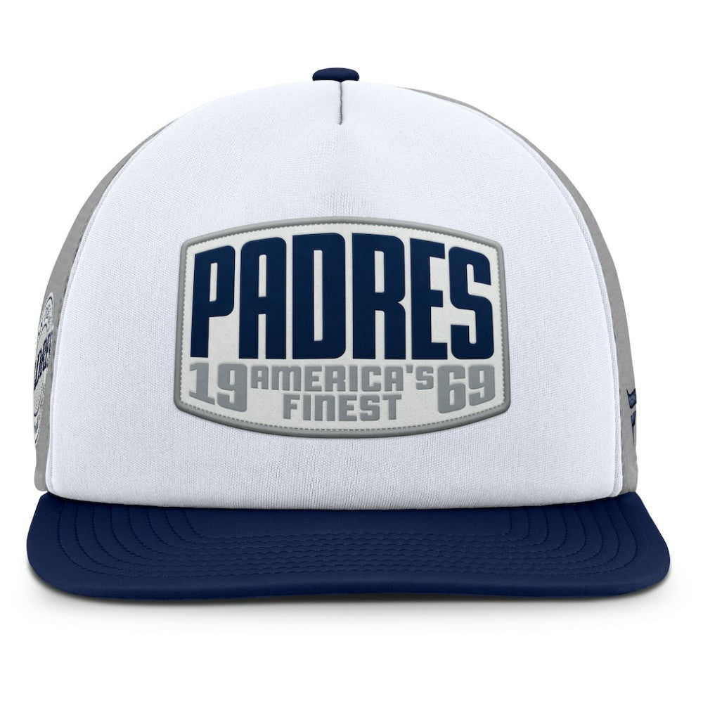 San Diego Padres Fanatics Cranked Foam Front Patch Trucker Adjustable Hat - Gray/White Hats