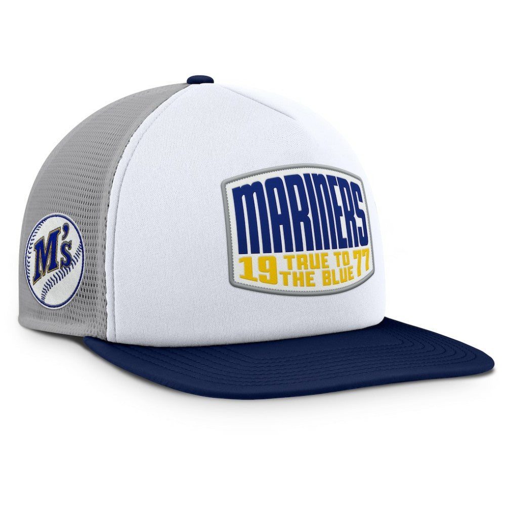 Seattle Mariners Fanatics Cranked Foam Front Patch Trucker Adjustable Hat - Gray/White Hats