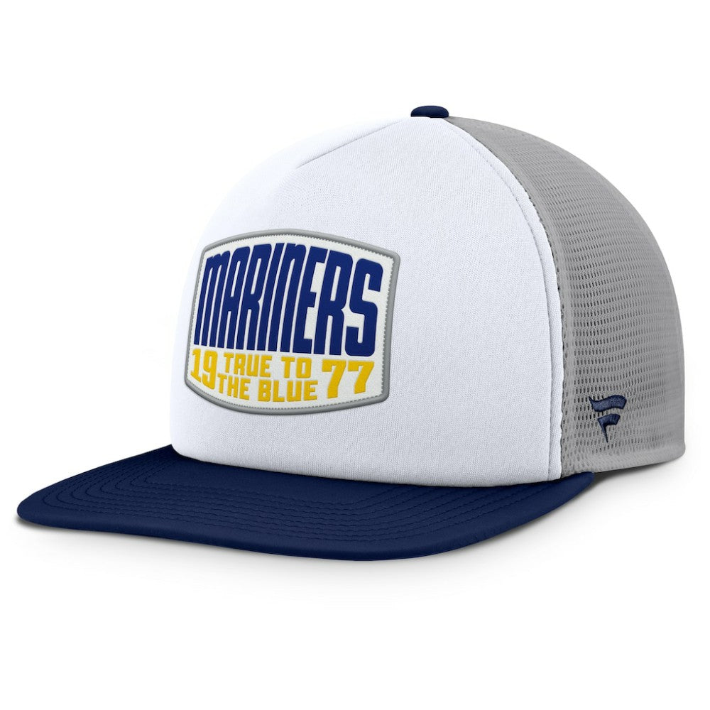 Seattle Mariners Fanatics Cranked Foam Front Patch Trucker Adjustable Hat - Gray/White Hats