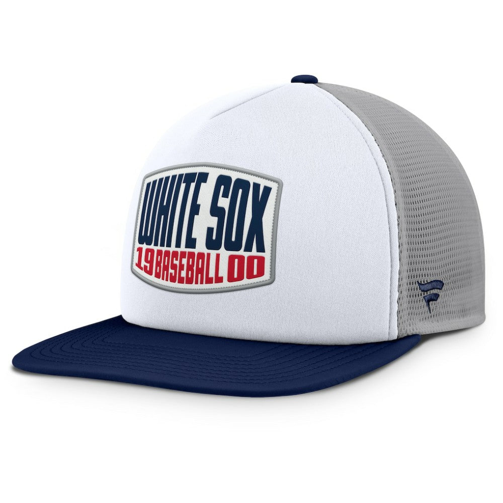 Chicago White Sox Fanatics Cranked Foam Front Patch Trucker Adjustable Hat - Gray/White Hats