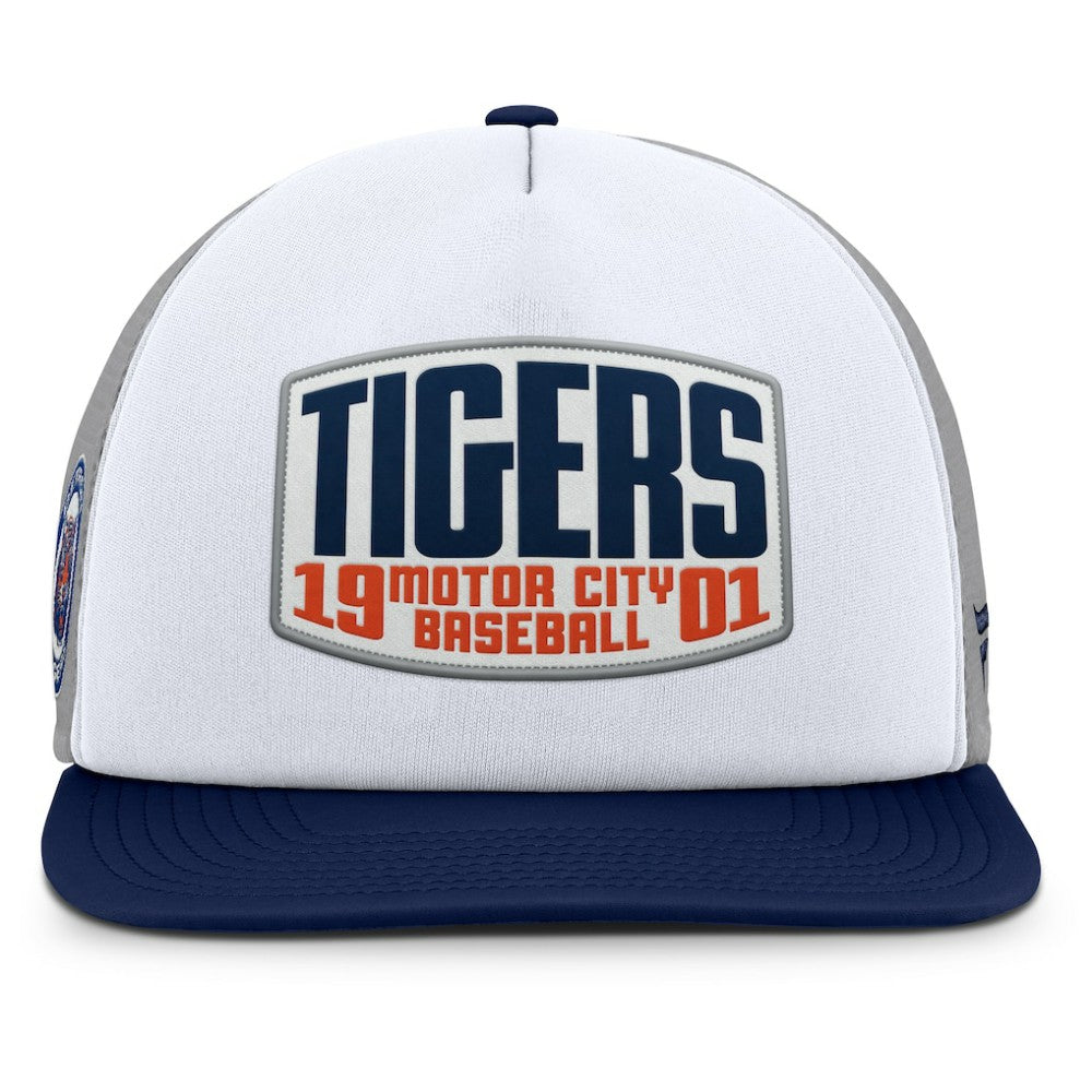 Detroit Tigers Fanatics Cranked Foam Front Patch Trucker Adjustable Hat - Gray/White Hats