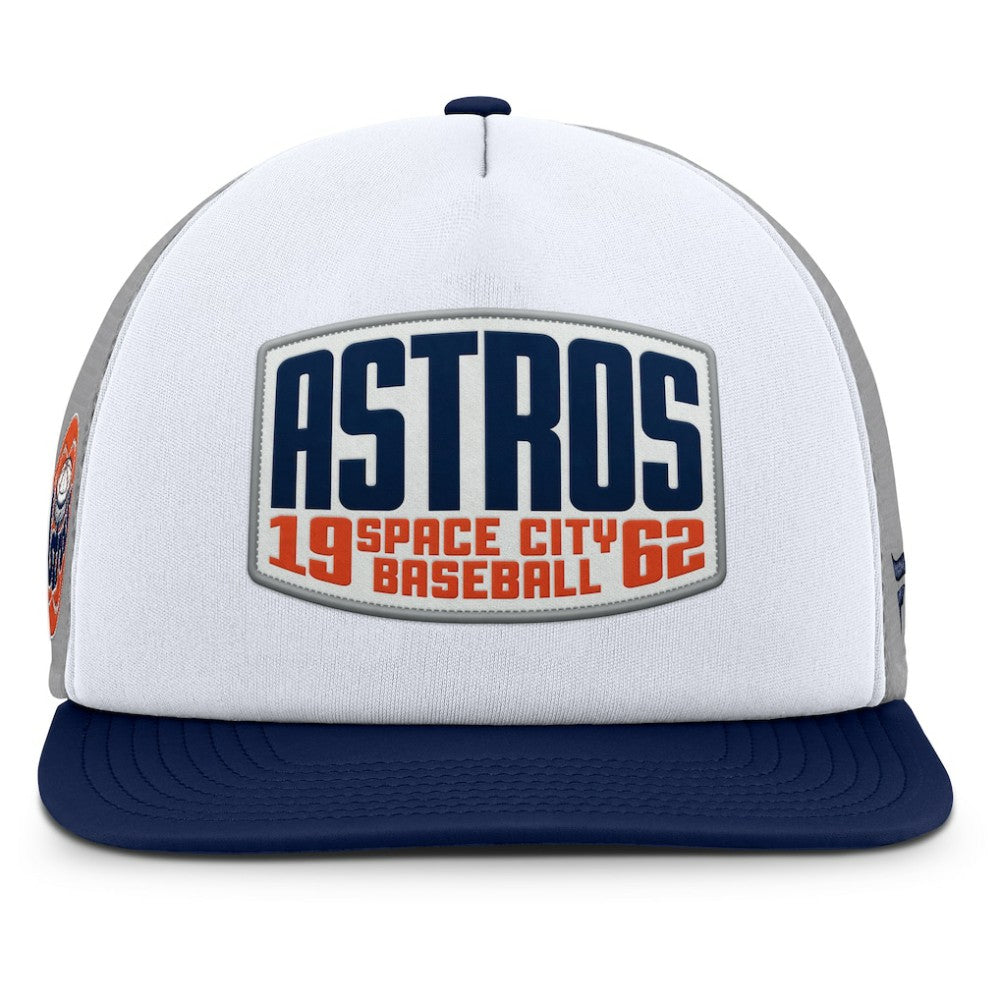 Houston Astros Fanatics Cranked Foam Front Patch Trucker Adjustable Hat - Gray/White Hats