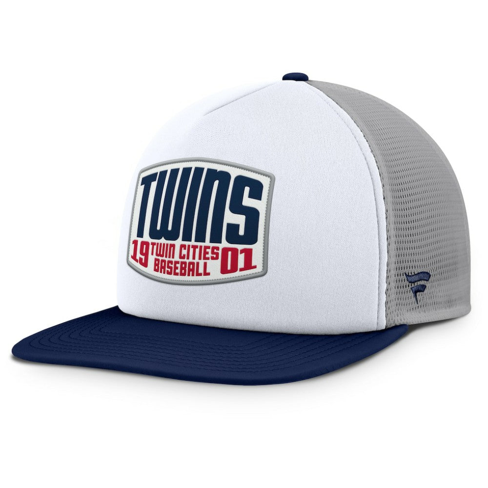 Minnesota Twins Fanatics Cranked Foam Front Patch Trucker Adjustable Hat - Gray/White Hats