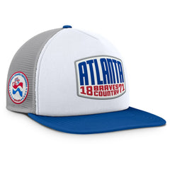 Atlanta Braves Fanatics Cranked Foam Front Patch Trucker Adjustable Hat - Gray/White Hats