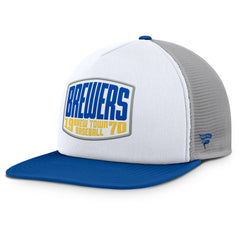 Milwaukee Brewers Fanatics Cranked Foam Front Patch Trucker Adjustable Hat - Gray/White Hats