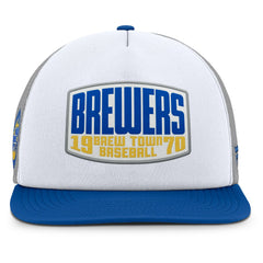 Milwaukee Brewers Fanatics Cranked Foam Front Patch Trucker Adjustable Hat - Gray/White Hats