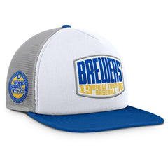 Milwaukee Brewers Fanatics Cranked Foam Front Patch Trucker Adjustable Hat - Gray/White Hats