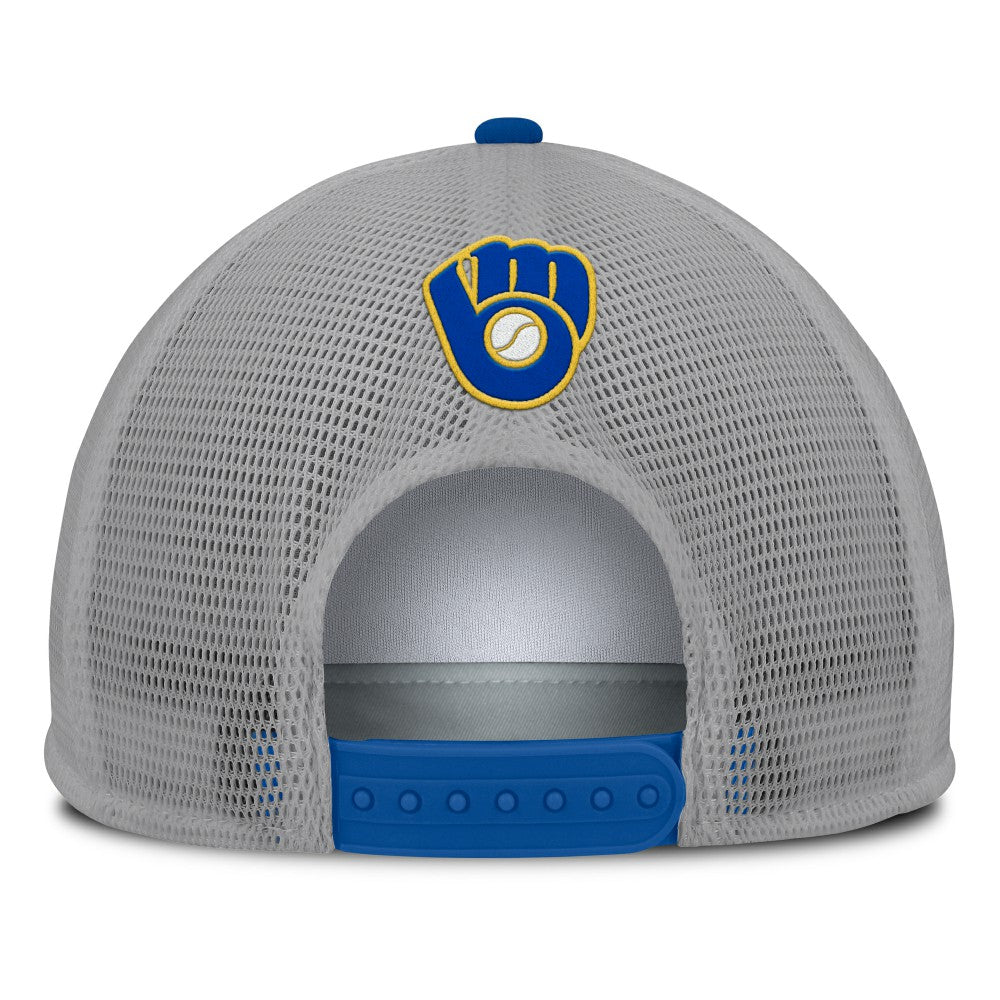 Milwaukee Brewers Fanatics Cranked Foam Front Patch Trucker Adjustable Hat - Gray/White Hats