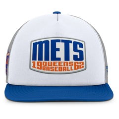 New York Mets Fanatics Cranked Foam Front Patch Trucker Adjustable Hat - Gray/White Hats