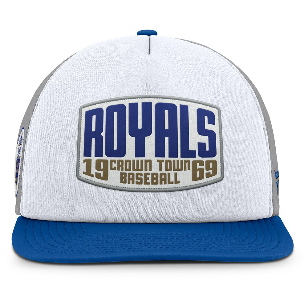 Kansas City Royals Fanatics Cranked Foam Front Patch Trucker Adjustable Hat - Gray/White Hats