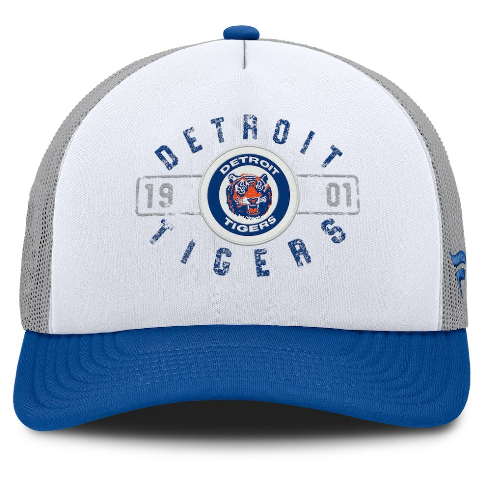 Detroit Tigers Fanatics Designated A-Frame Foam Front Trucker Adjustable Hat - White/Navy Hats