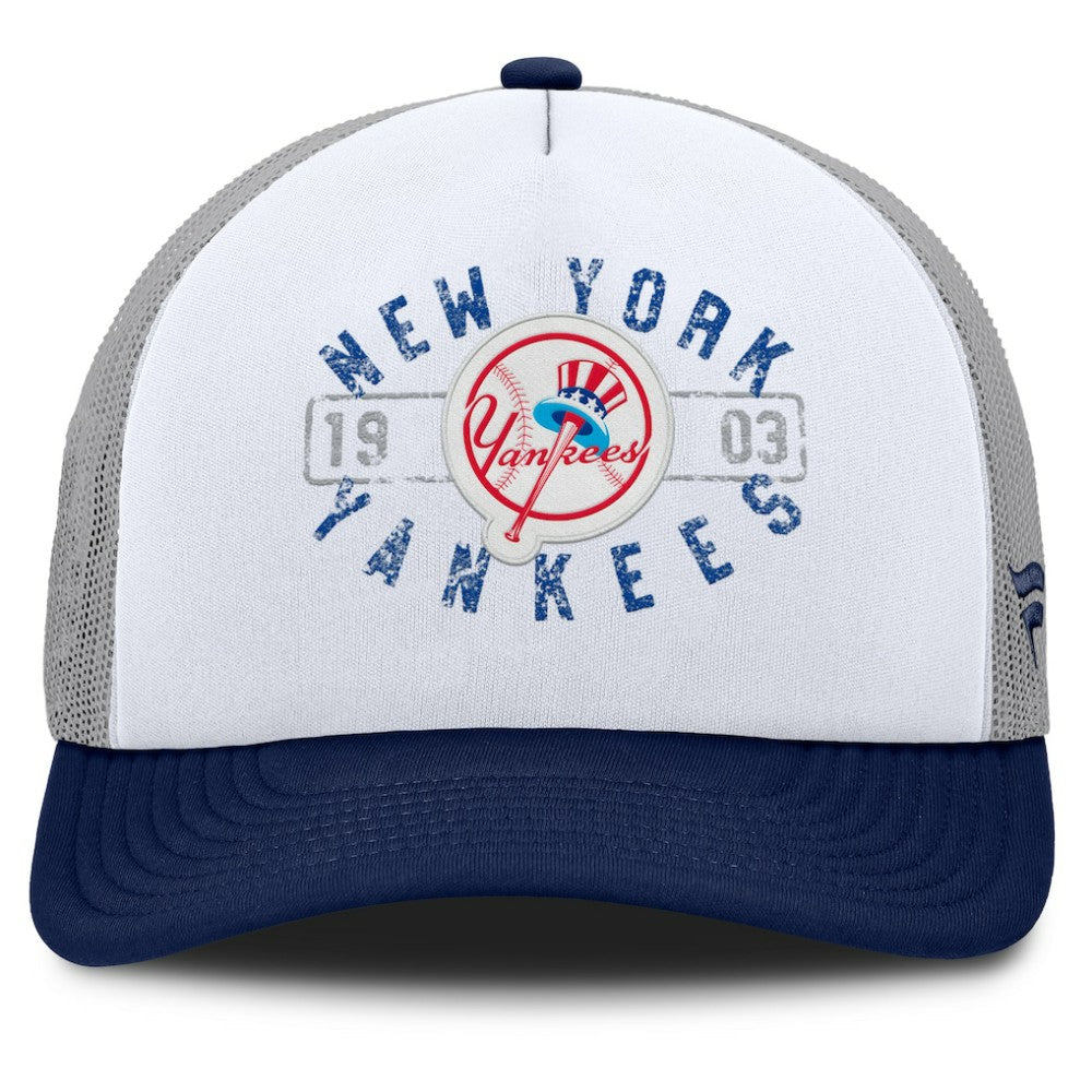 New York Yankees Fanatics Designated A-Frame Foam Front Trucker Adjustable Hat - White/Navy Hats