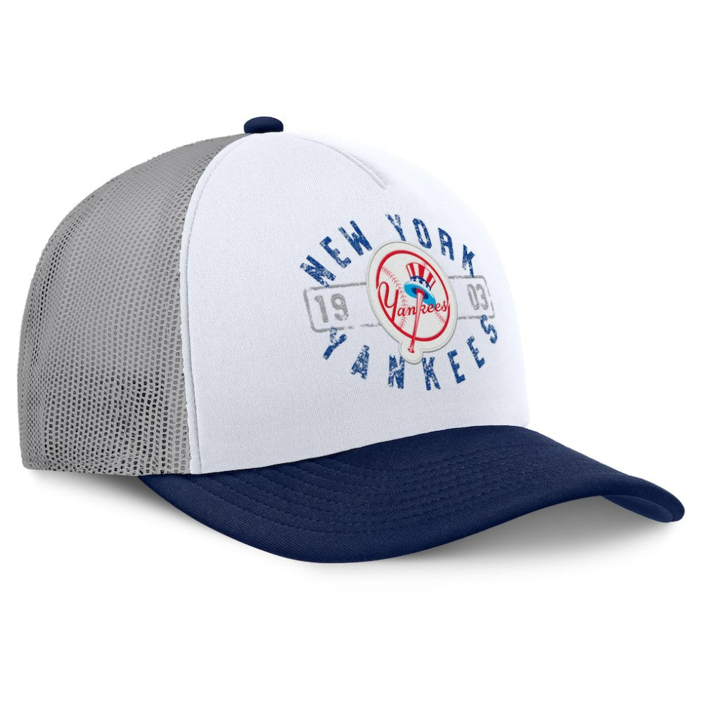 New York Yankees Fanatics Designated A-Frame Foam Front Trucker Adjustable Hat - White/Navy Hats
