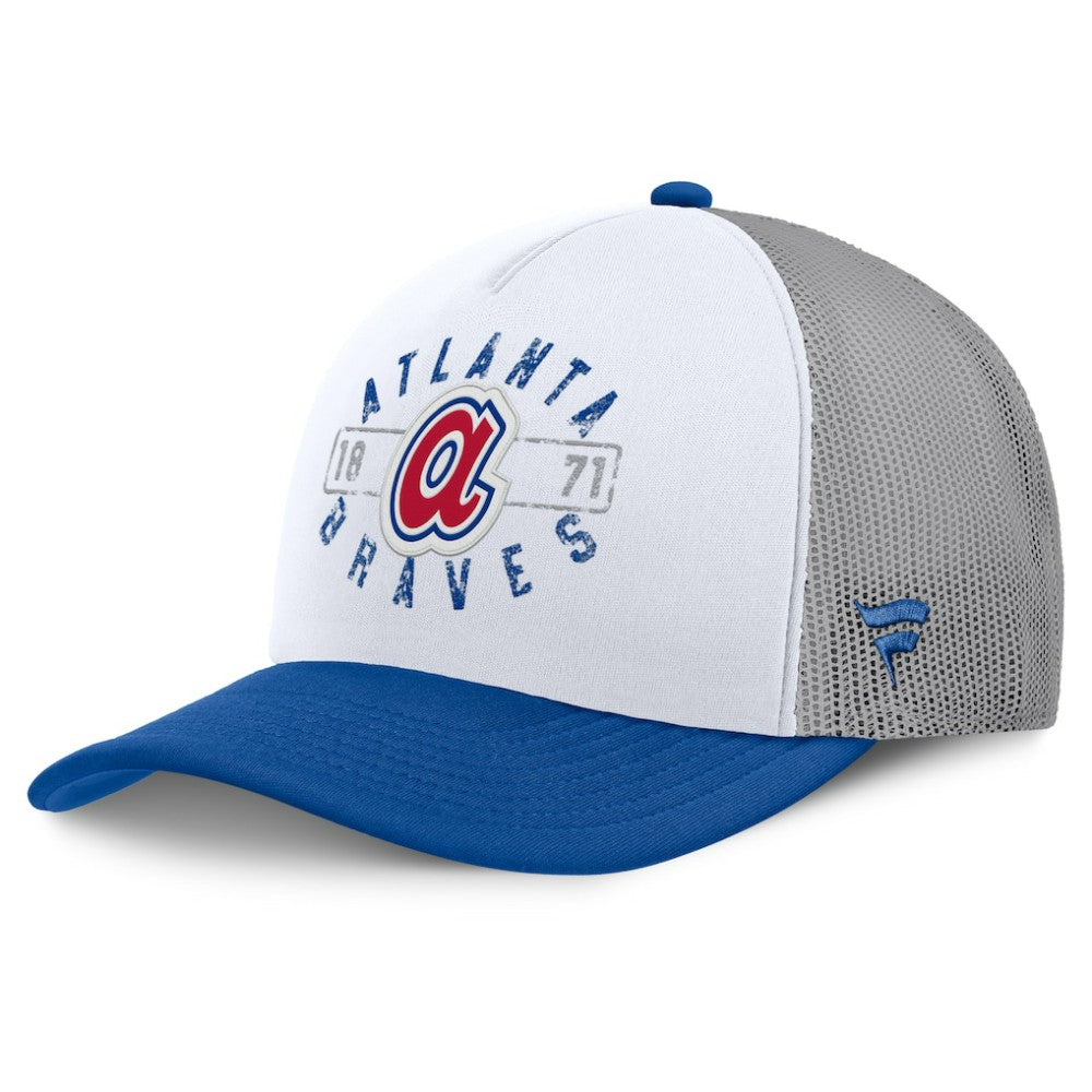 Atlanta Braves Fanatics Designated A-Frame Foam Front Trucker Adjustable Hat - White/Royal Hats