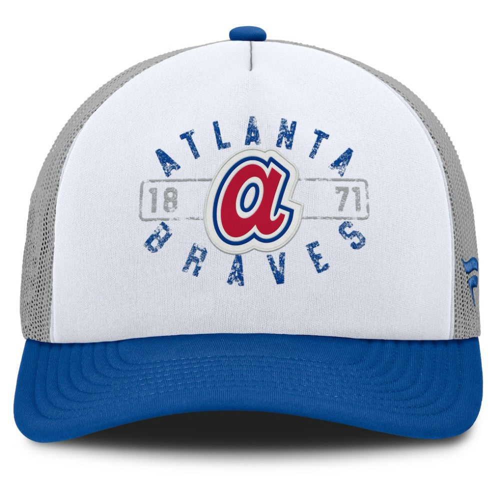 Atlanta Braves Fanatics Designated A-Frame Foam Front Trucker Adjustable Hat - White/Royal Hats