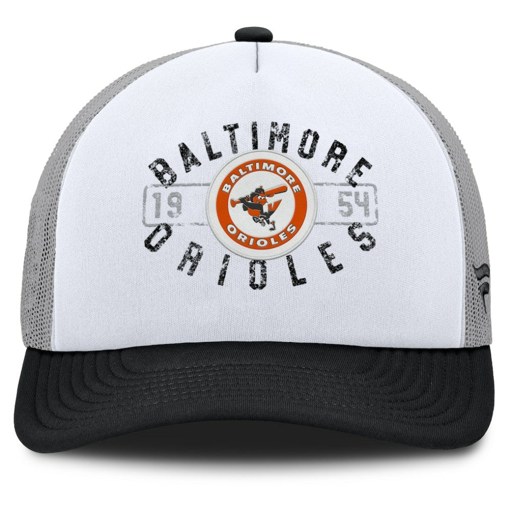 Baltimore Orioles Fanatics Designated A-Frame Foam Front Trucker Adjustable Hat - White/Black Hats