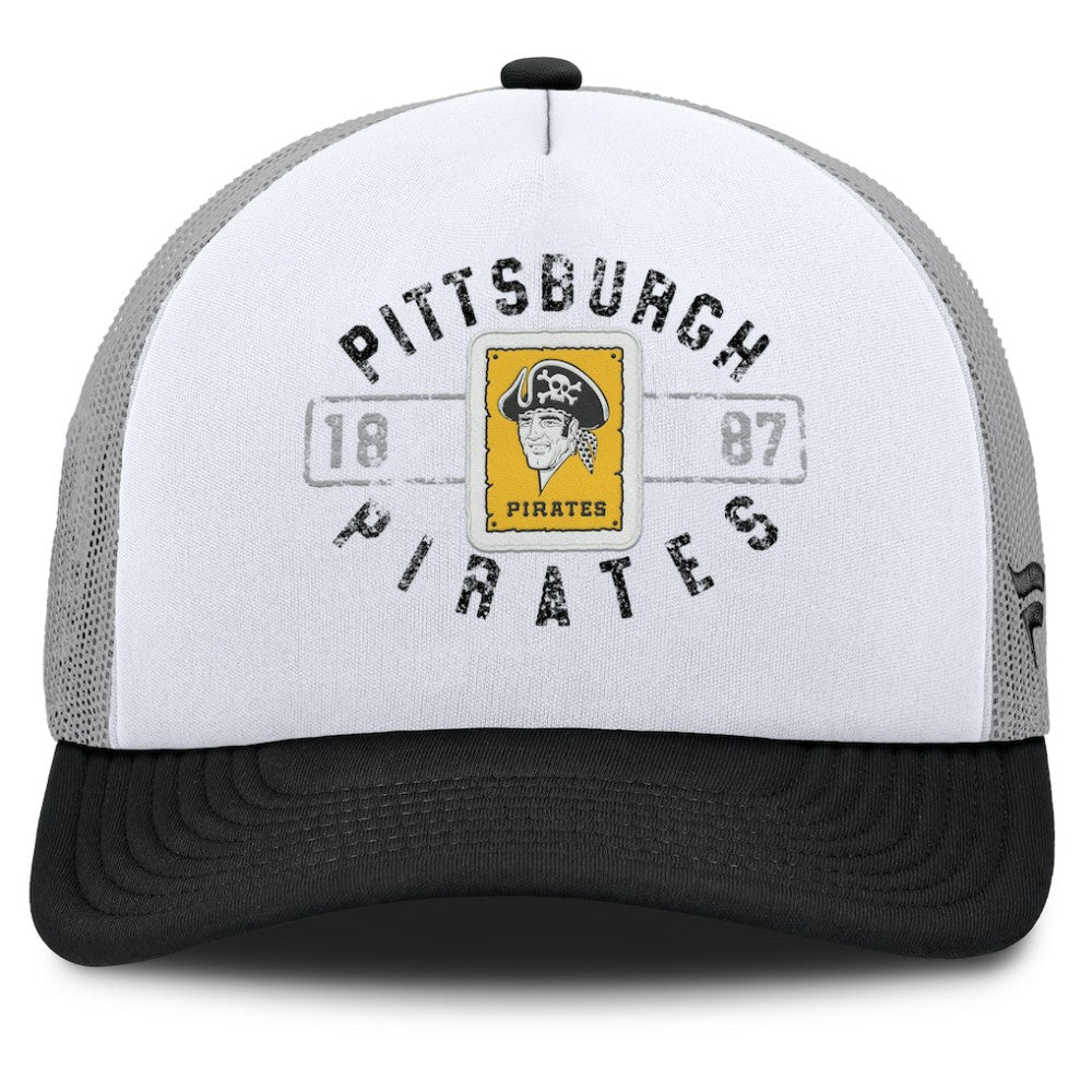 Pittsburgh Pirates Fanatics Designated A-Frame Foam Front Trucker Adjustable Hat - White/Black Hats