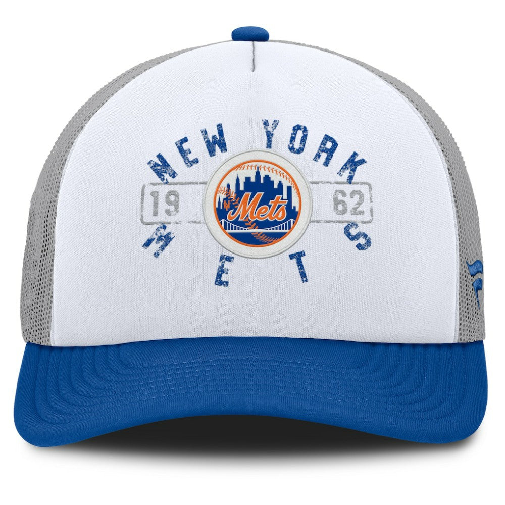 New York Mets Fanatics Designated A-Frame Foam Front Trucker Adjustable Hat - White/Royal Hats