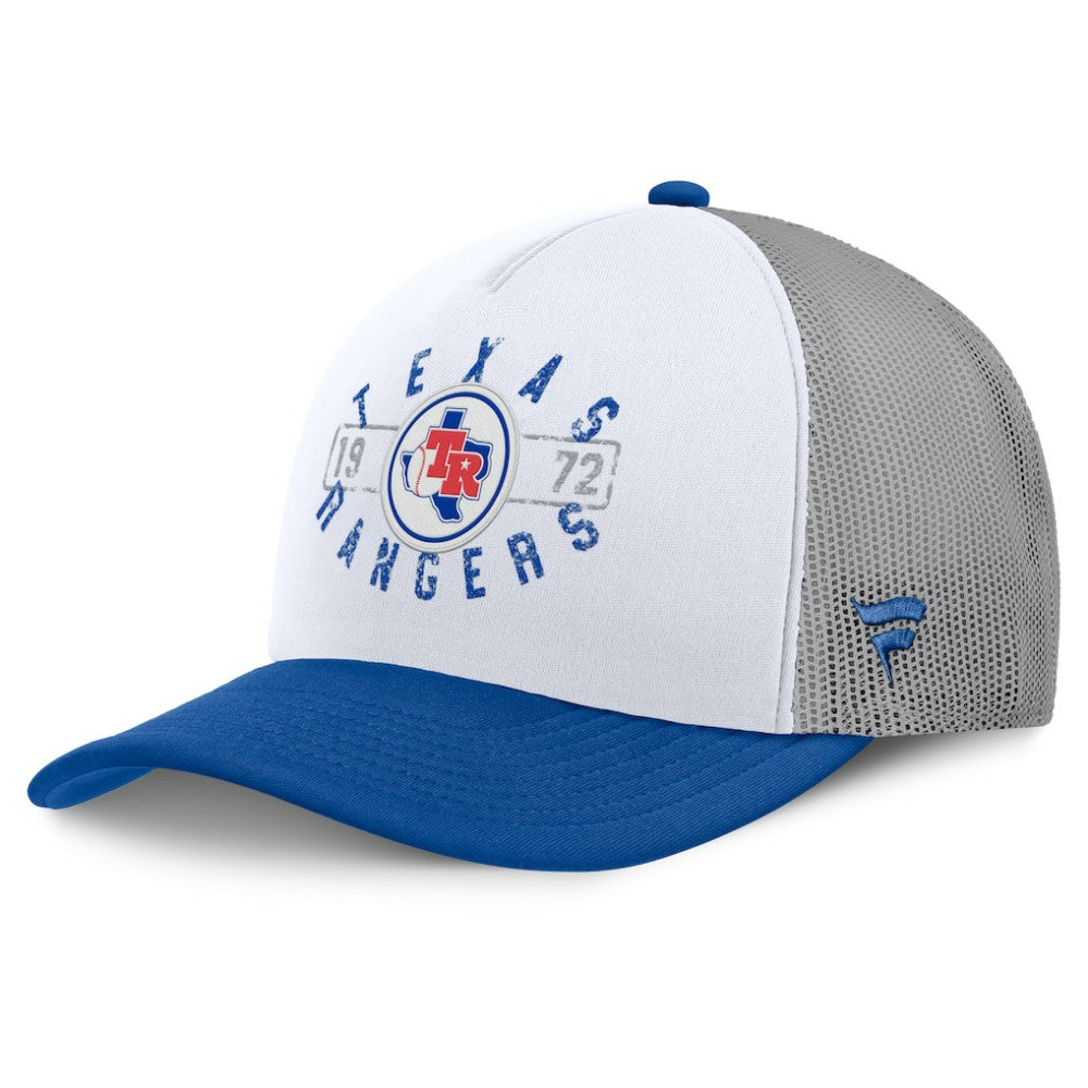 Texas Rangers Fanatics Designated A-Frame Foam Front Trucker Adjustable Hat - White/Royal Hats