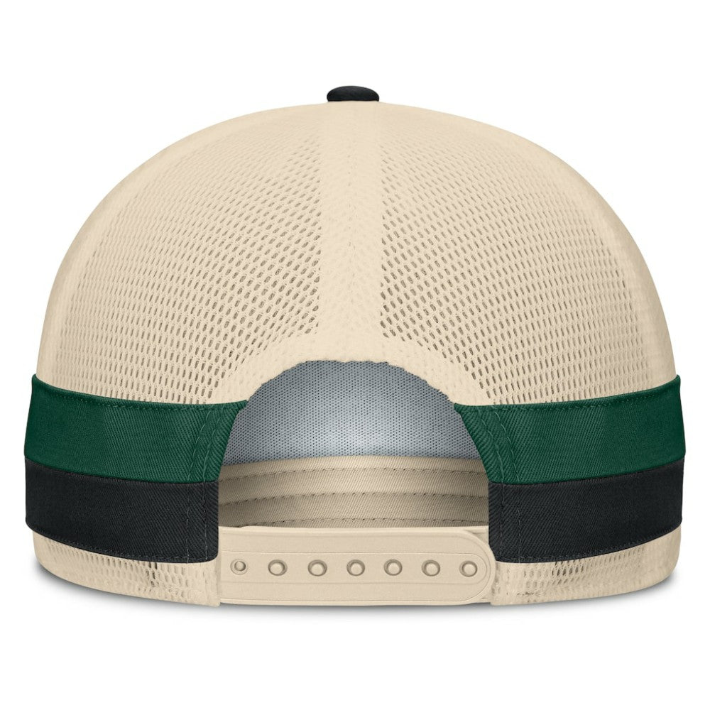 Tampa Bay Rays Fanatics Inherited Side Stripe Trucker Adjustable Hat - Black/Natural Hats