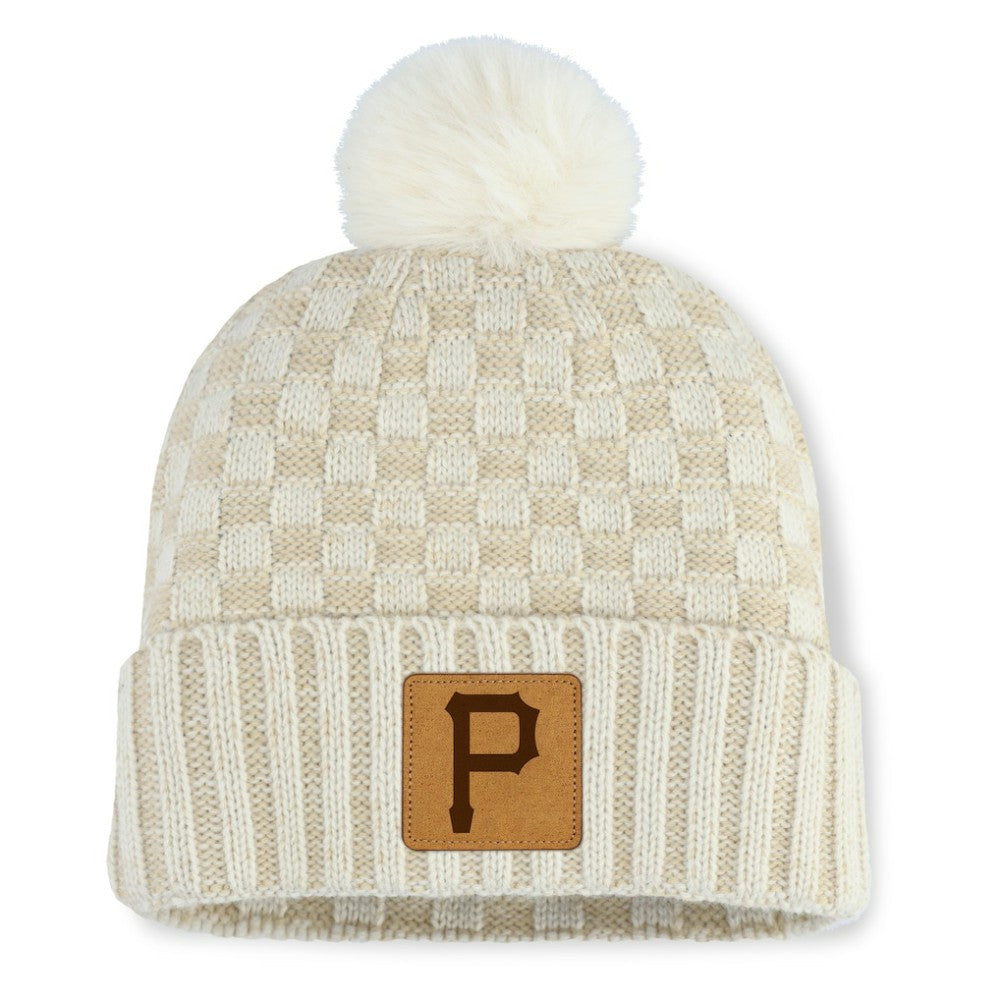 Pittsburgh Pirates Fanatics Women's Matchstick Cuffed Knit Hat with Pom- Natural Hats
