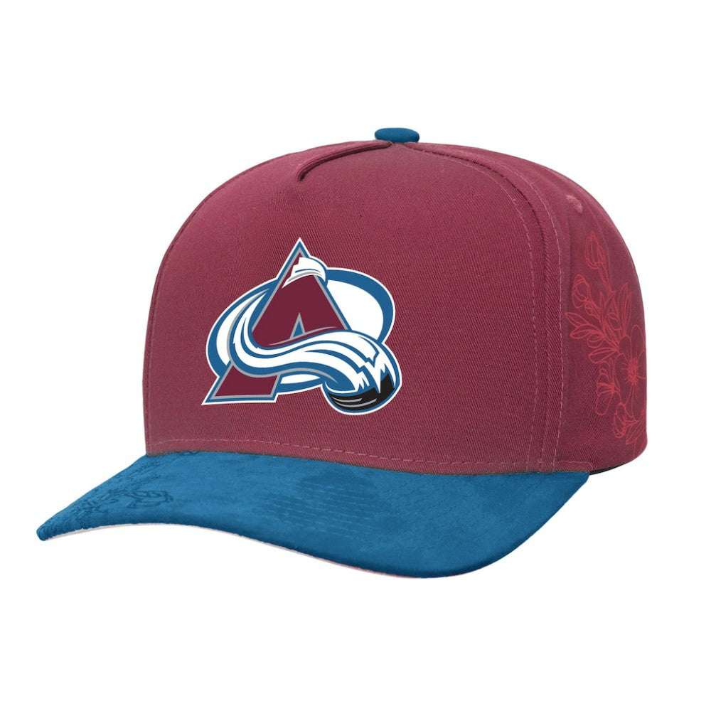 NHL Colorado Avalanche Mitchell & Ness May Flowers Pro Crown Adjustable Hat - Burgundy/Blue
