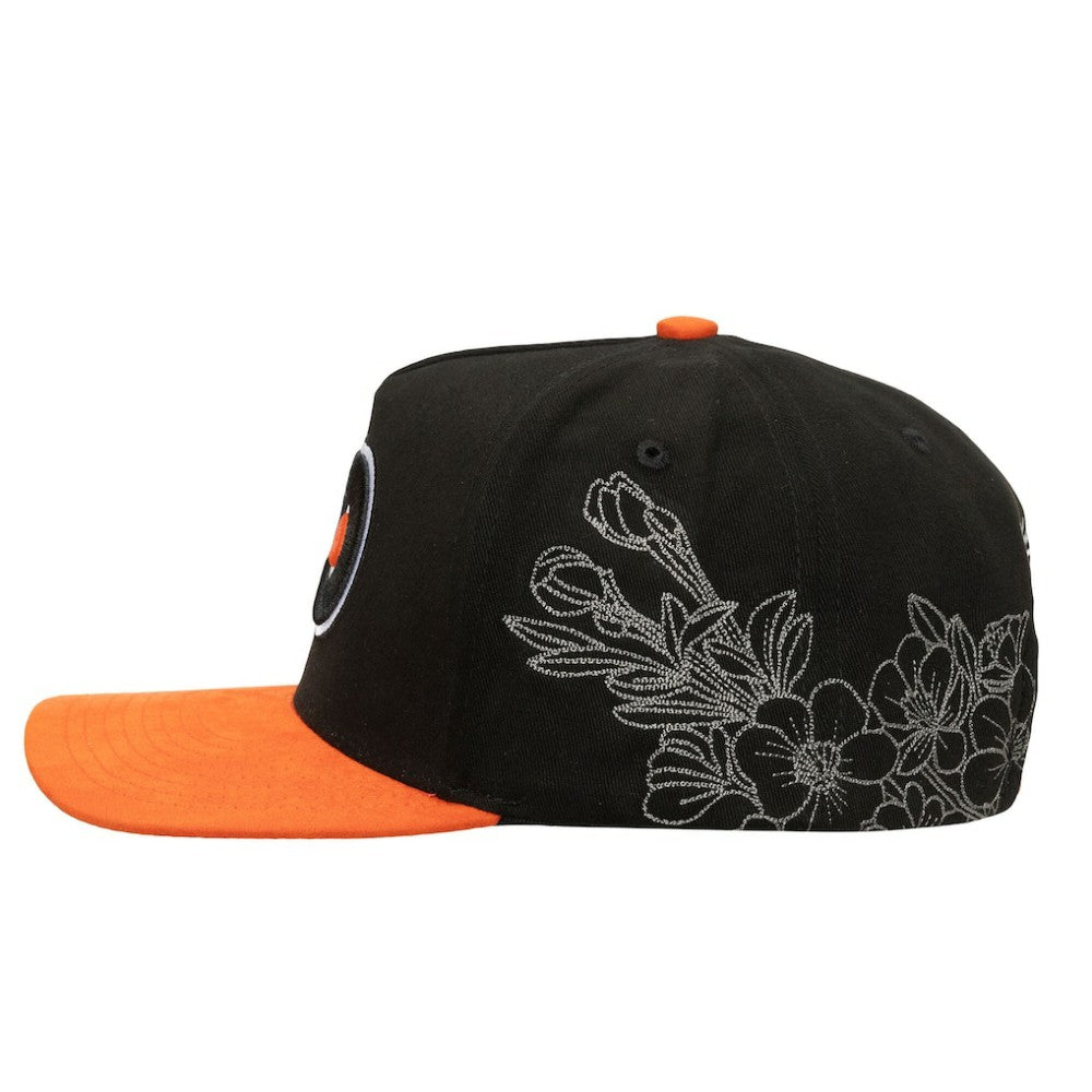 NHL Philadelphia Flyers Mitchell & Ness May Flowers Pro Crown Adjustable Hat - Black/Orange