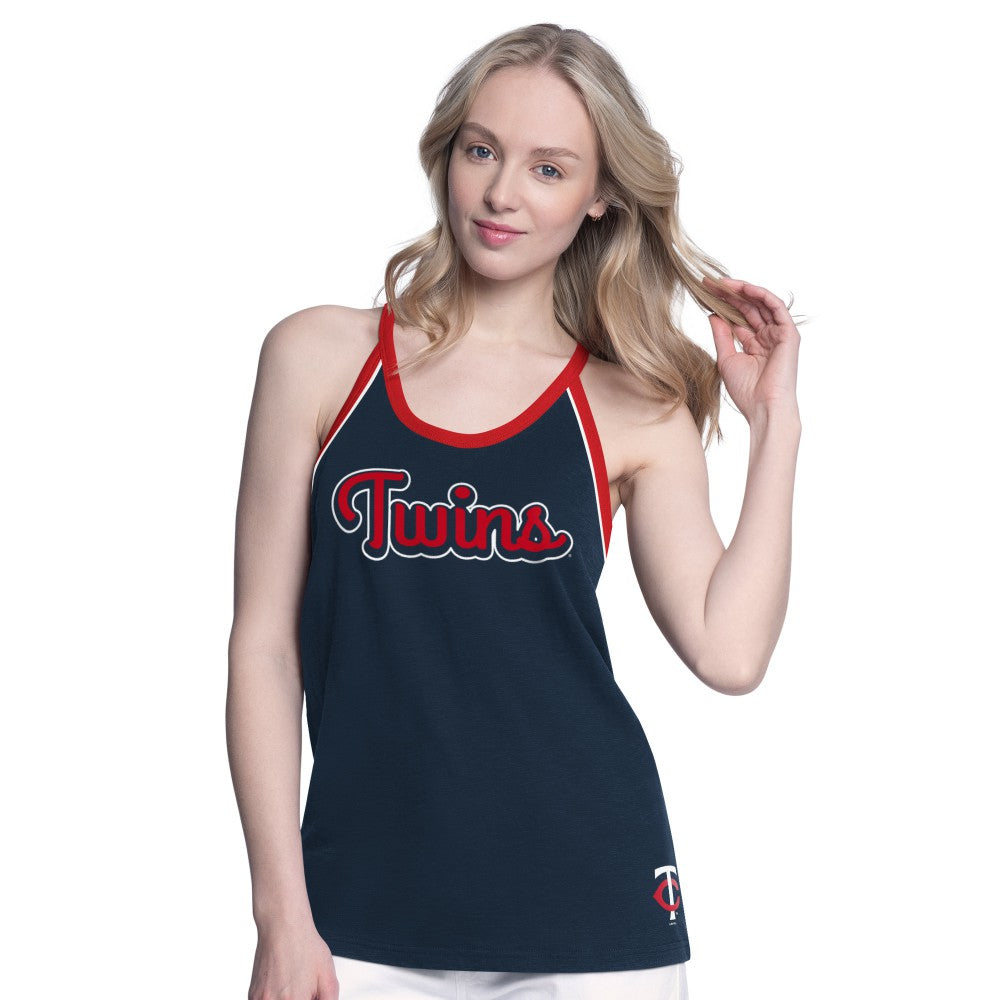 Minnesota Twins G-III 4Her by Carl Banks Women's Curveball Racerback Tank Top - Navy Tanks