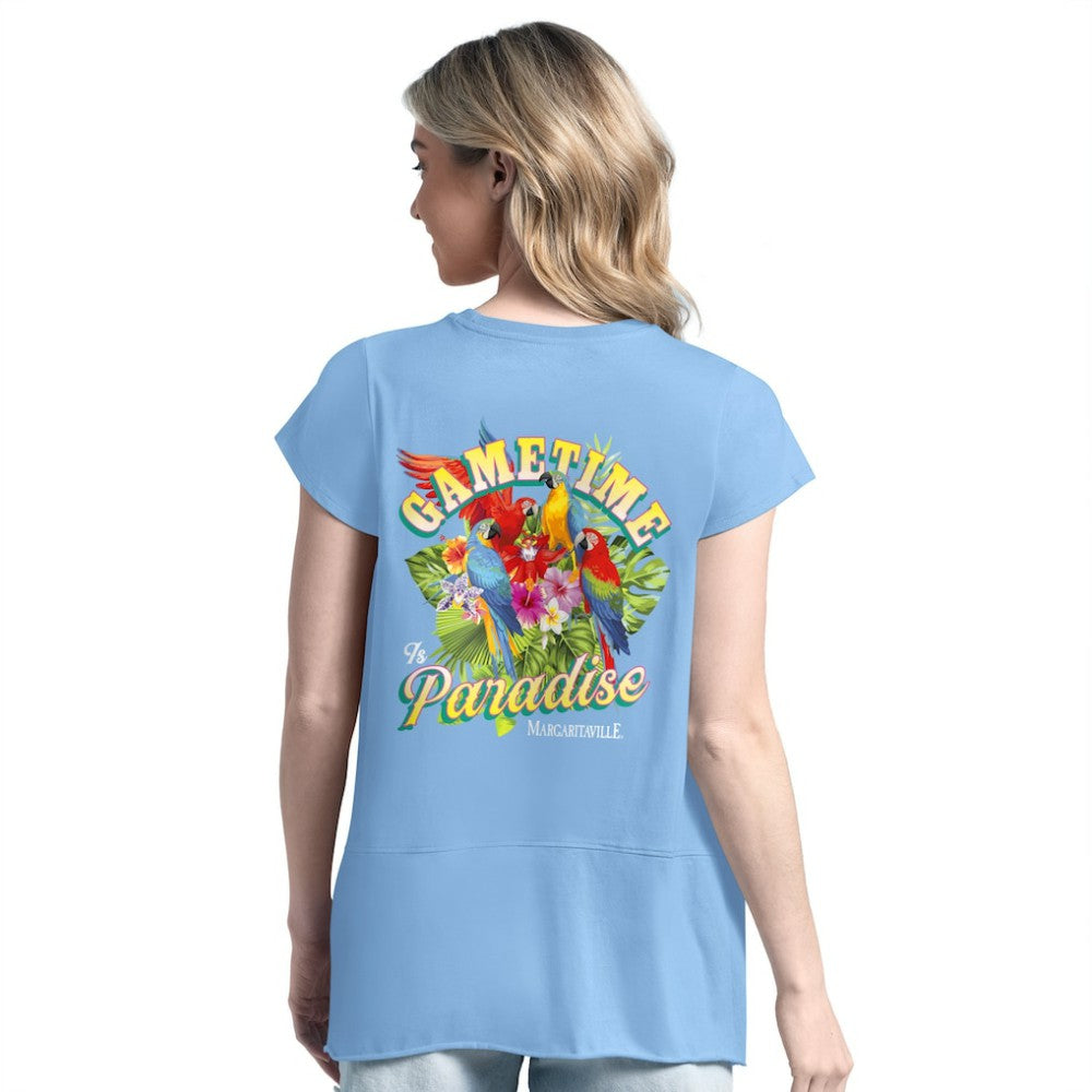 Tampa Bay Rays Margaritaville Women's Gametime is Paradise T-Shirt - Light Blue T-shirts