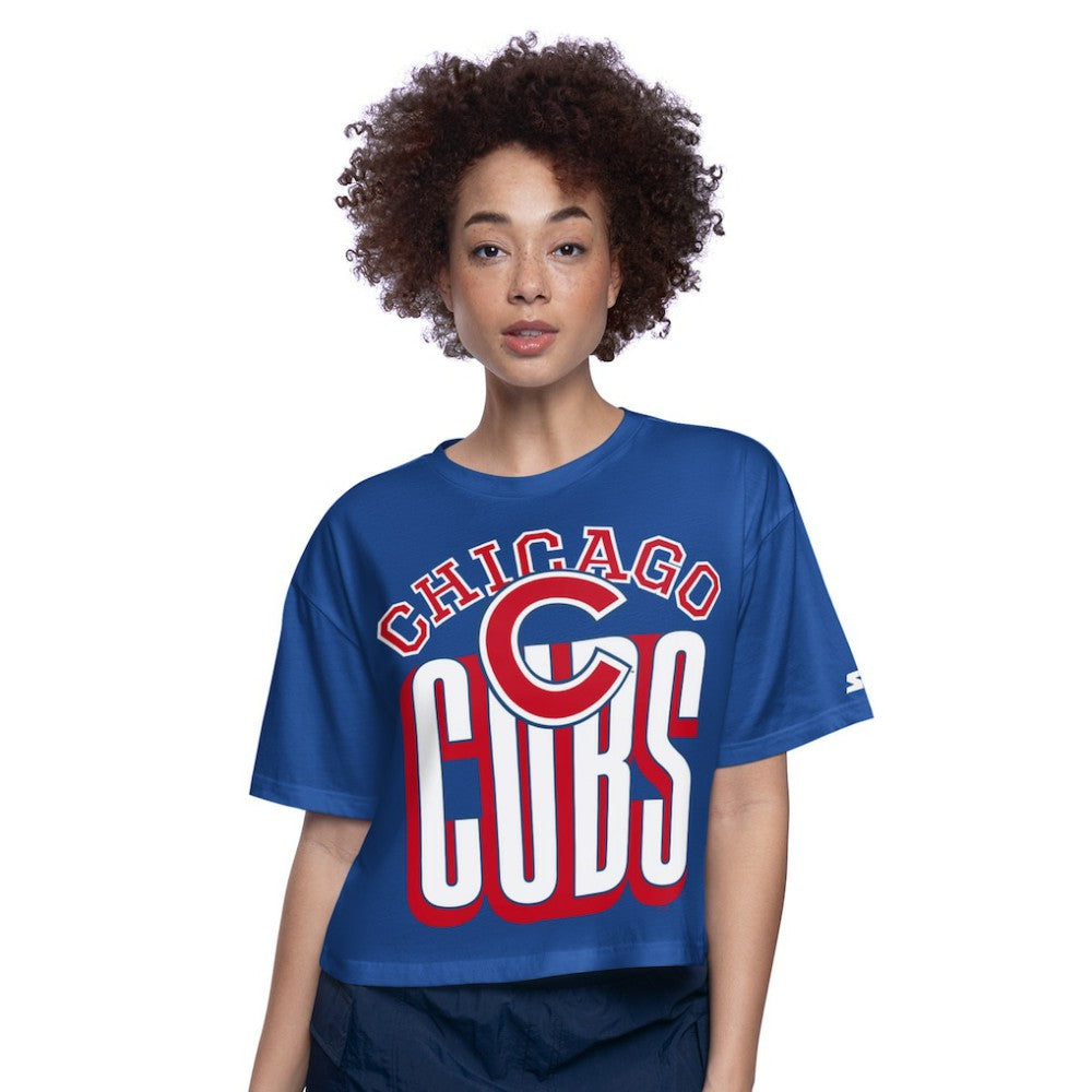 Chicago Cubs Starter Women's Play the Ball Boxy Cropped T-Shirt - Royal T-shirts