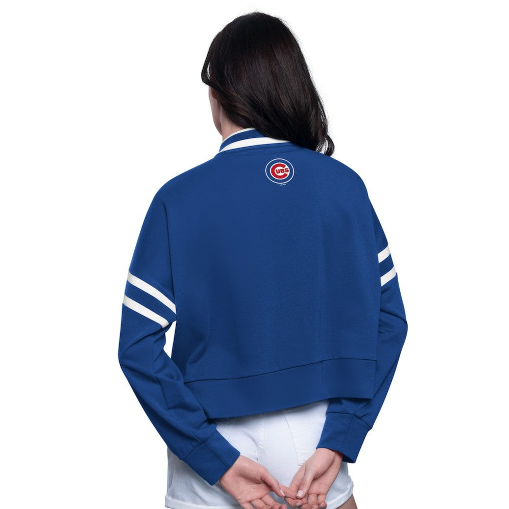 Chicago Cubs Starter Women's Power Play Cropped Pullover Sweatshirt - Royal Pullover