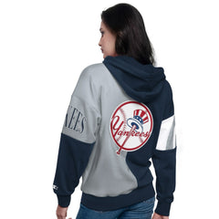New York Yankees Starter Women's Curve Ball Full Zip Hoodie Sweatshirt - Navy/Gray Hoodies