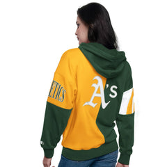 Athletics Starter Women's Curve Ball Full Zip Hoodie Sweatshirt - Green/Gold Hoodies