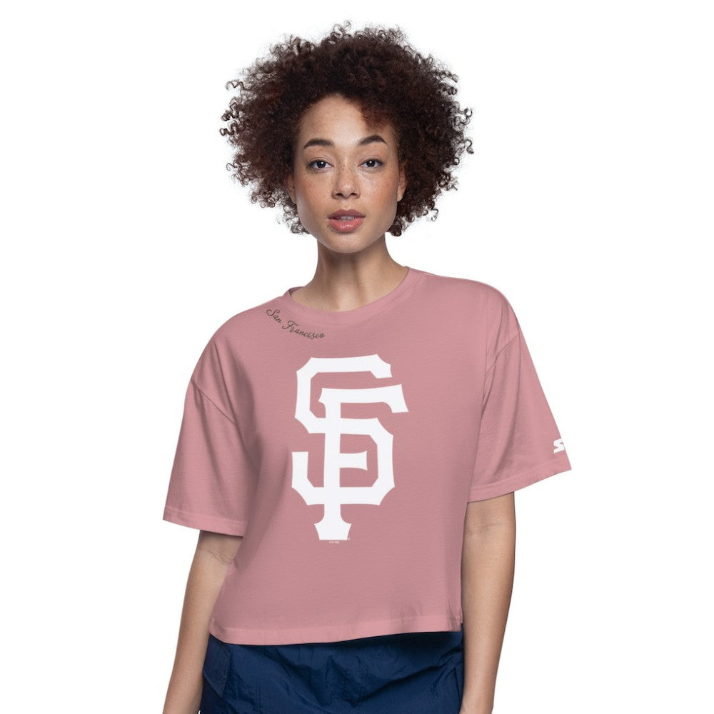San Francisco Giants Starter Women's Play the Ball Boxy Cropped T-Shirt - Pink T-shirts