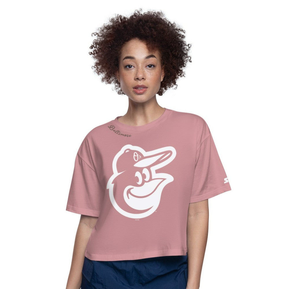 Baltimore Orioles Starter Women's Play the Ball Boxy Cropped T-Shirt - Pink T-shirts