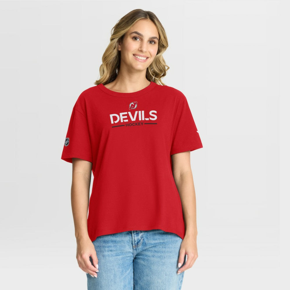 NHL New Jersey Devils Fanatics Women's Authentic Pro Primary T-Shirt - Red