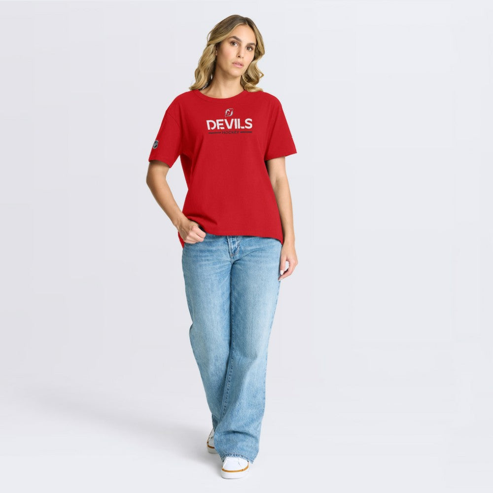 NHL New Jersey Devils Fanatics Women's Authentic Pro Primary T-Shirt - Red
