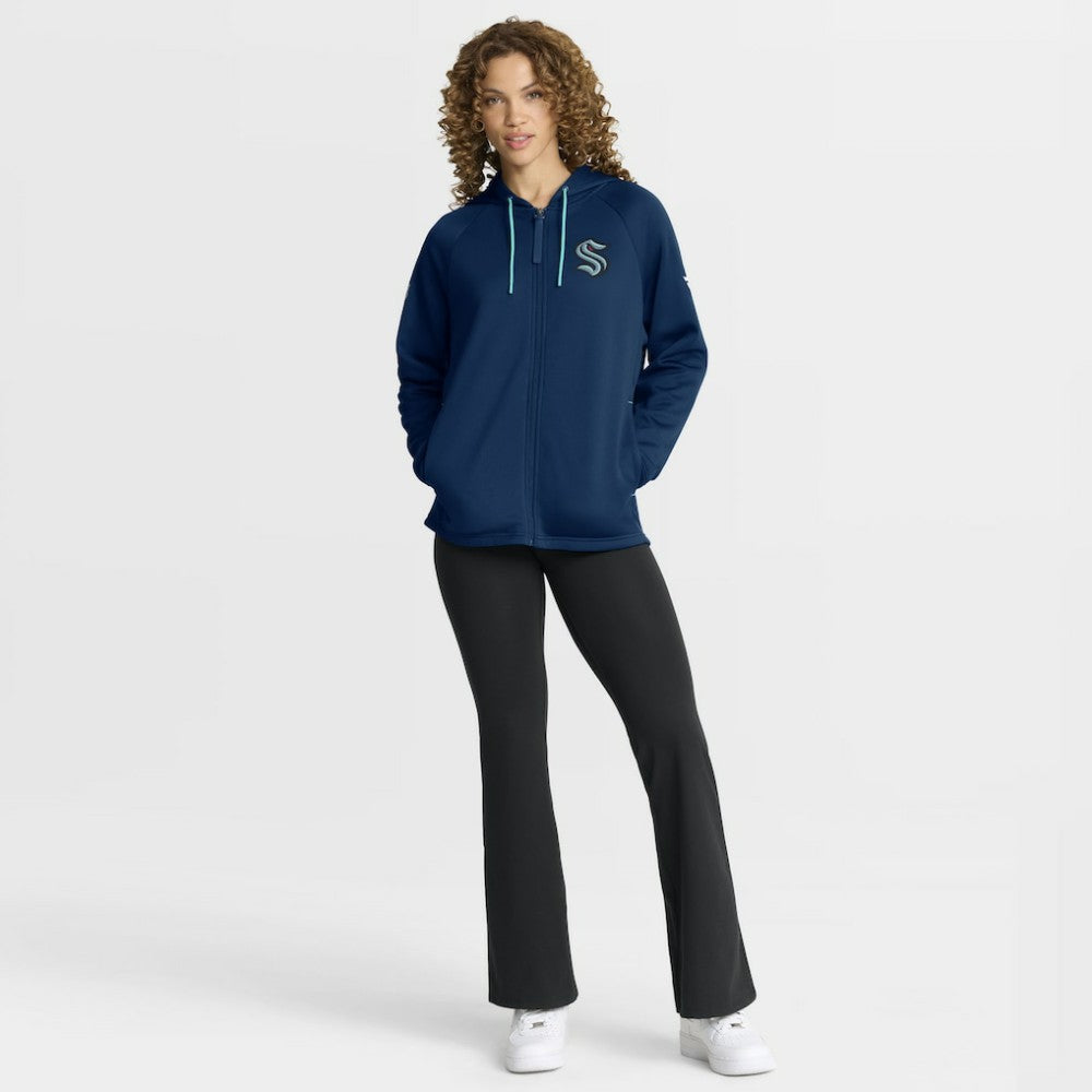 NHL Seattle Kraken Fanatics Women's Authentic Pro Rink Raglan Full-Zip Hoodie - Deep Sea Blue