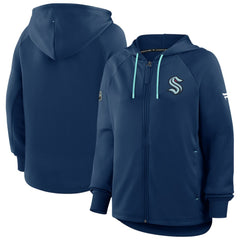 NHL Seattle Kraken Fanatics Women's Authentic Pro Rink Raglan Full-Zip Hoodie - Deep Sea Blue