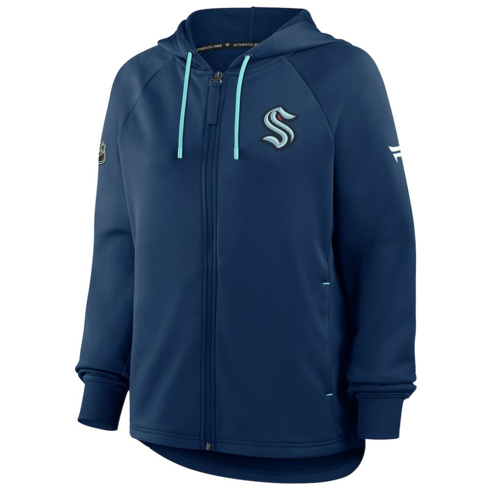 NHL Seattle Kraken Fanatics Women's Authentic Pro Rink Raglan Full-Zip Hoodie - Deep Sea Blue