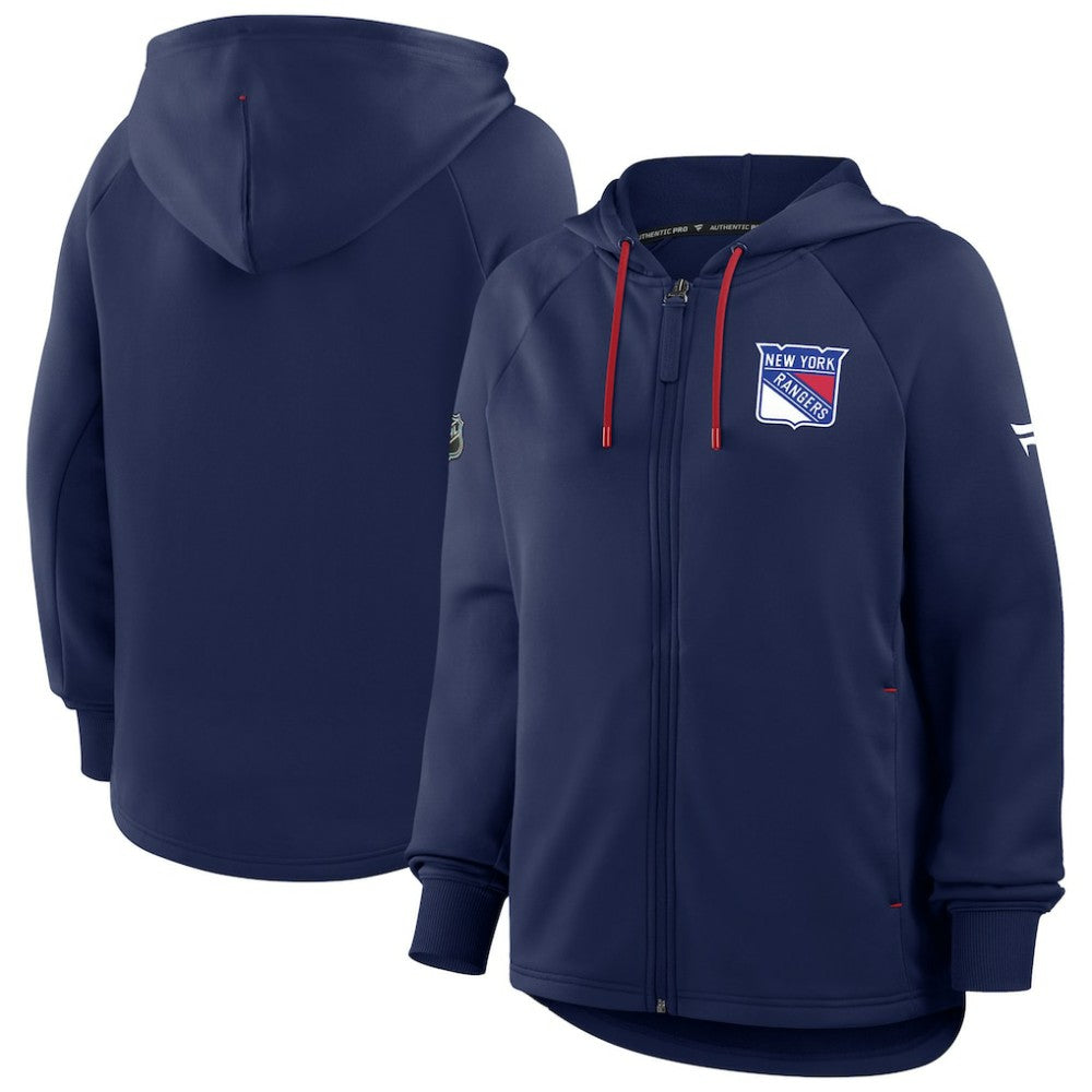 NHL New York Rangers Fanatics Women's Authentic Pro Rink Raglan Full-Zip Hoodie - Navy
