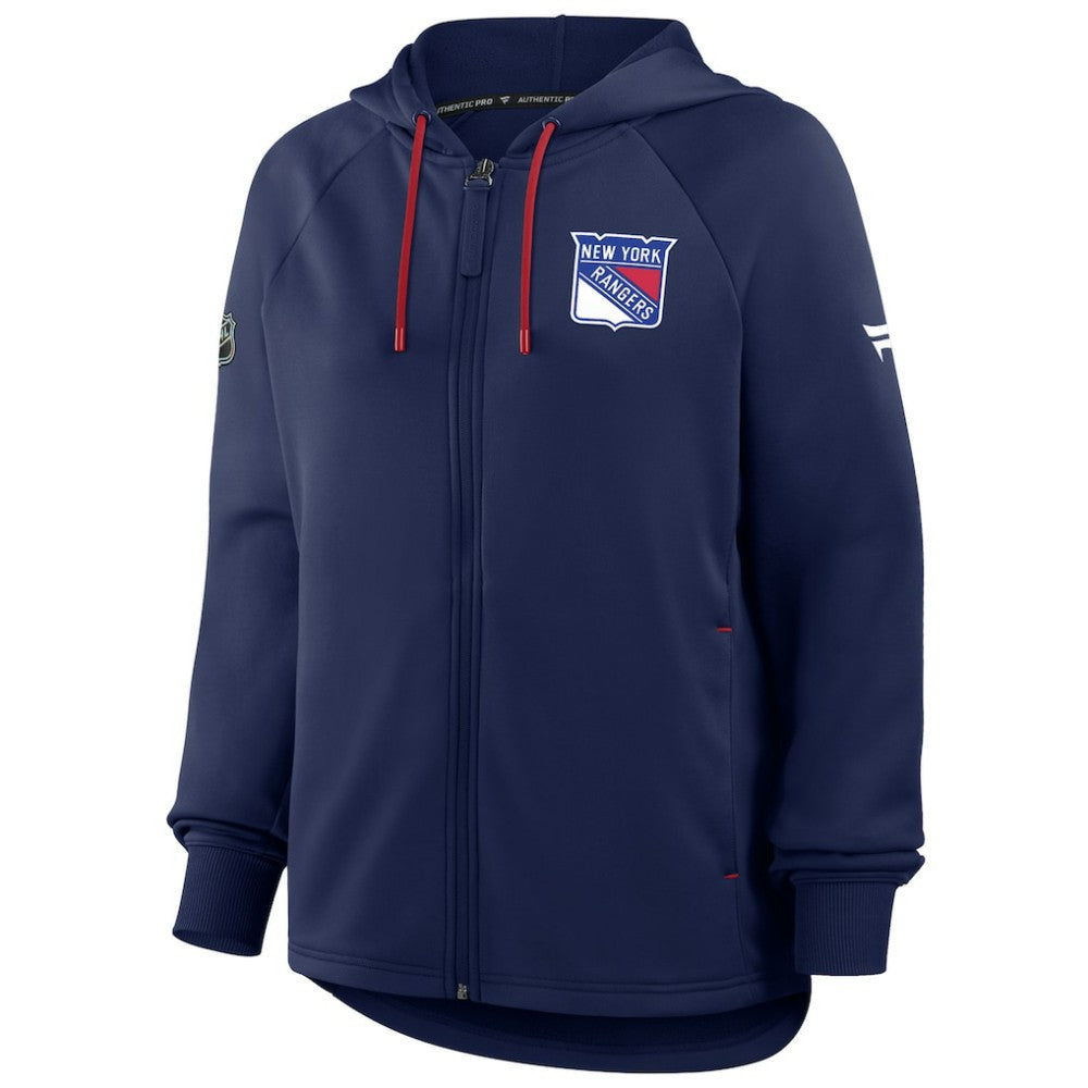 NHL New York Rangers Fanatics Women's Authentic Pro Rink Raglan Full-Zip Hoodie - Navy